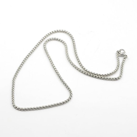 20pc Tarnish Resistant Box Chains Necklace for Men 304 Stainless Steel Necklaces with Lobster Claw Clasps Stainless Steel Color 17.3 inch(44cm) 2mm