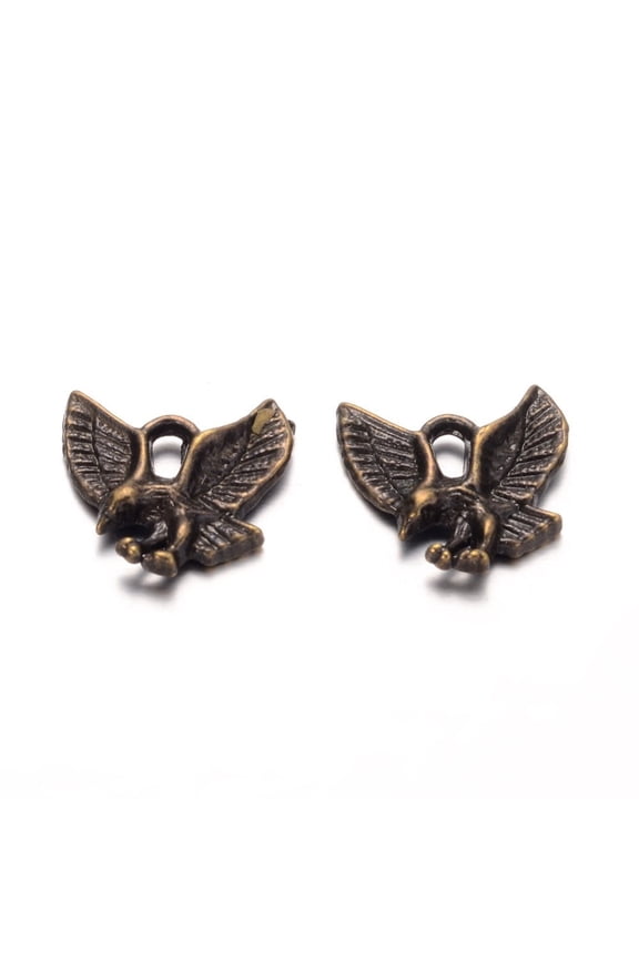 20pc Tibetan Style Alloy Pendants Cadmium Free & Nickel Free & Lead Free Eagle/Hawk Charm Bronze 13x13x2mm Hole: 2mm Mixed Color