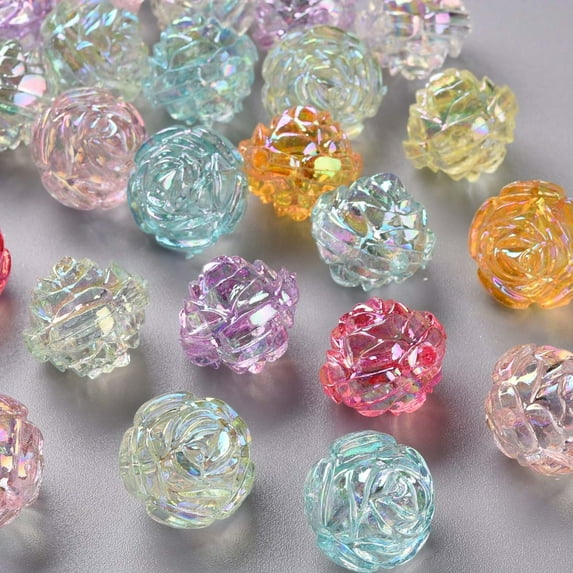 20pc Transparent Acrylic Beads AB Color Flower Mixed Color 18x16.5mm Hole: 2.5mm