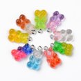 thumbnail image 1 of 20pc Transparent Resin Pendants, with Glitter Powder and Platinum Tone Iron Loop, Bear, Mixed Color, 21x11x7mm, Hole: 1.8mm, 1 of 4