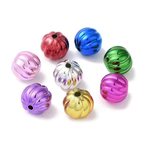 20pc UV Plated Acrylic Beads Pumpkin Mixed Color 14.5mm Hole: 3mm