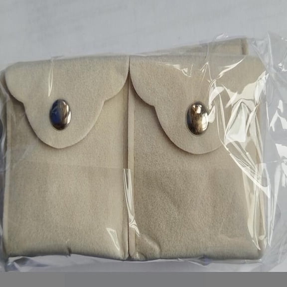 20pc Velvet Jewelry Storage Bags with Snap 5.8x5.9x0.85cm Buttons Square Cornsilk
