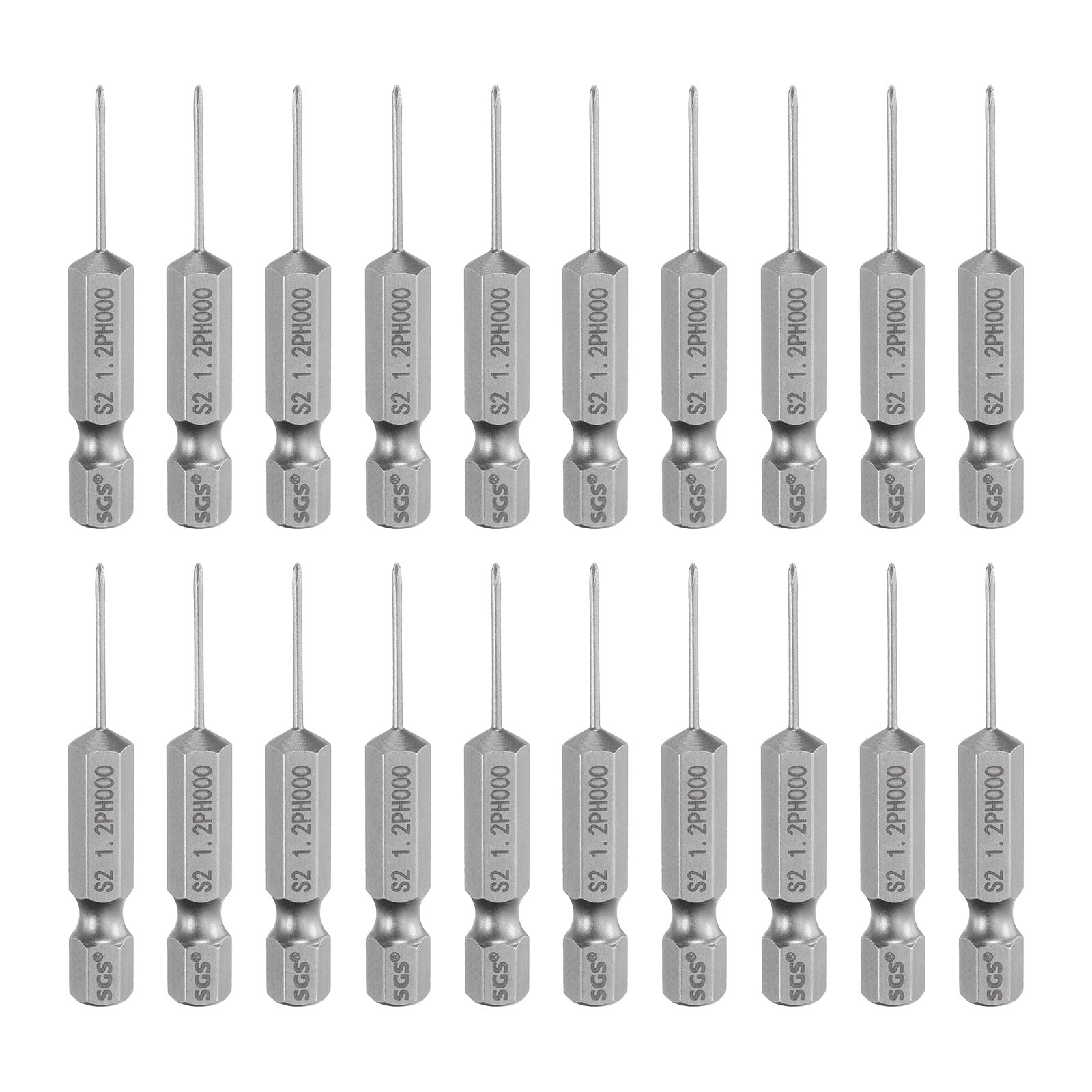 10-Pack PH0000 Phillips Screwdriver Bits - 5/32" Hex Shank, Magnetic, 28mm S2 Steel