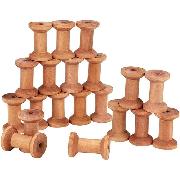 20pcs 1.4x2 Inch Wooden Empty Spools Empty Thread Spools Large Wood Empty Bobbins Natural Wire Weaving Bobbins Wooden Bobbins for Arts and DIY Crafts Sewing Supplies diy