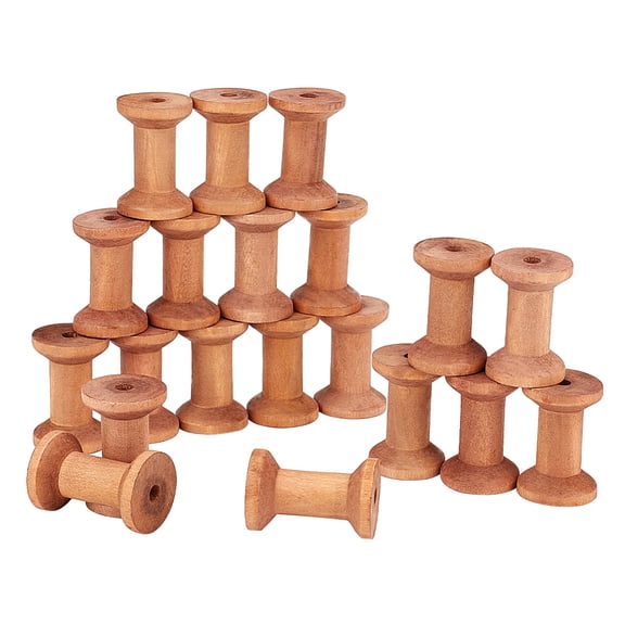 20pcs 1.4x2 Inch Wooden Empty Spools Empty Thread Spools Large Wood Empty Bobbins Natural Wire Weaving Bobbins Wooden Bobbins Arts