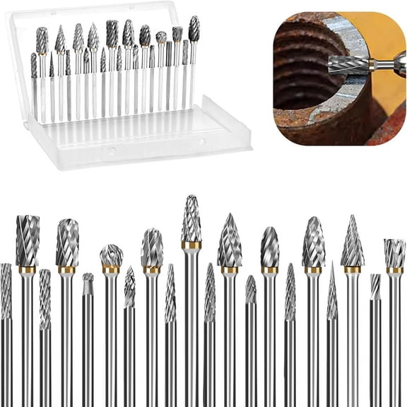 20pcs 1/8 Inch ShankCarbide Burr Set Compatible with DremelBits Tool for Stone Wood Carving Cutting steel