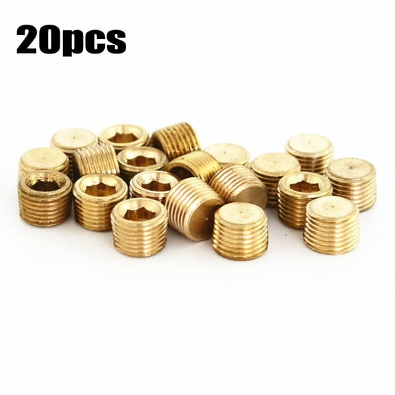 20pcs 1/8" PT Male Thread Brass Internal Hex Head Socket Pipe Plugs End Cap