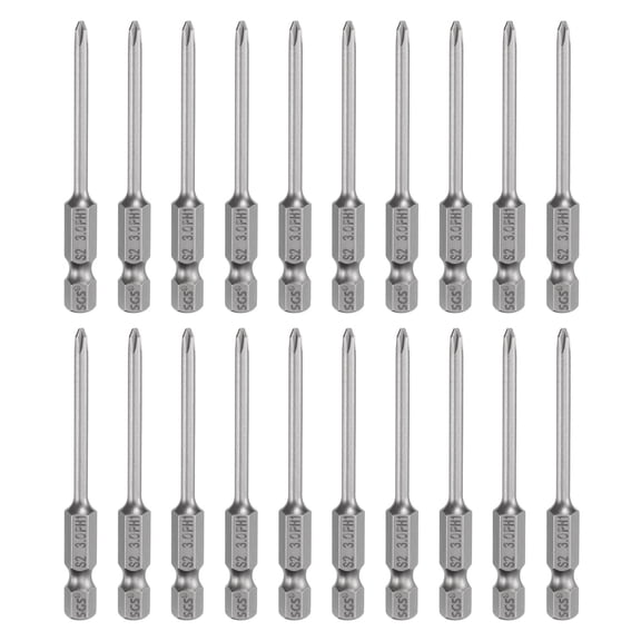 20pcs #1 Phillips Screwdriver Bit PH1 1/4" Hex Shank 2.6" (65mm) Long Magnetic S2 Steel Industrial Grade Screw Driver Bit Cross Head Electric Drill Bits 0.12" (3mm) Rod