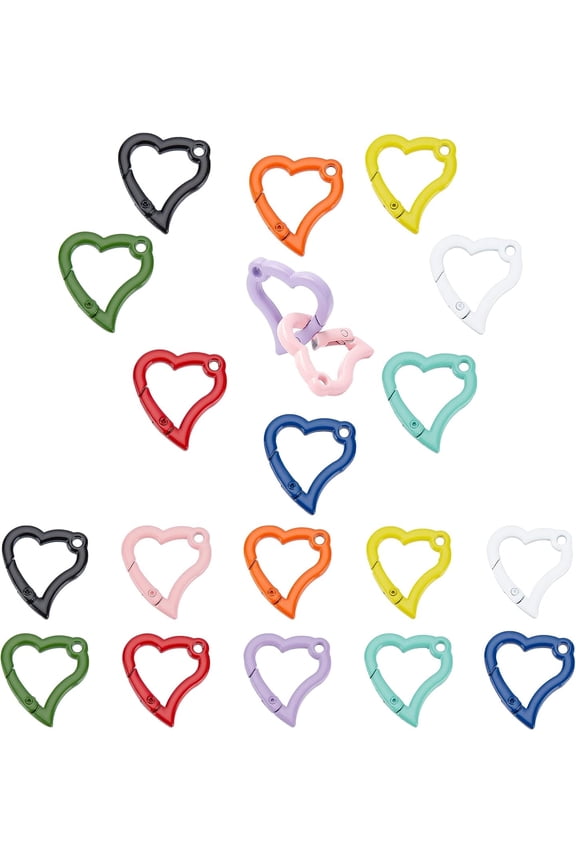 20pcs 10 Colors Heart Keychain Clasp Snap-On Keychain Ring Hook Alloy Key Rings Trigger Buckles for DIY Bracelet Bangle Keychain Handbag Shoulder Bag Lanyards Jewelry Findings 1.2x1.1