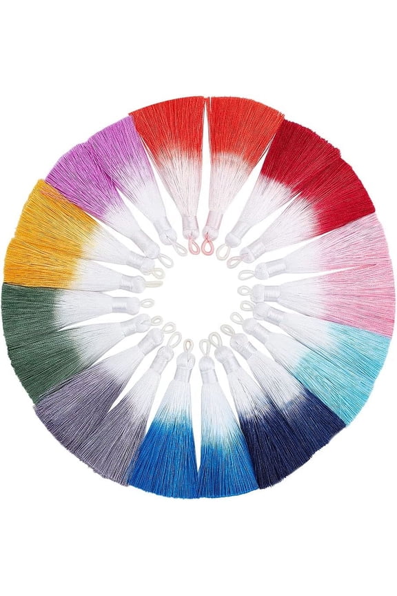 20pcs 10 Colors Tassel Pendant 3 Inch Tiny Craft Tassels Soft Silky Tassels with Hanging Loop Stitching Color Mini Tassels for Bookmark Keychain Earring Graduation DIY Jewelry Projects DIY