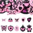thumbnail image 1 of 20pcs 10 style Spray Painted Alloy Pendants Mixed Shapes Hot Pink 13-25x15-21.5x1.5-5.5mm Hole: 1-7.5mm 2pcs/style, 1 of 9