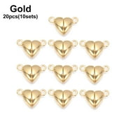 LINRONG 20pcs(10sets) DIY Crafts Jewelry Findings End Caps Charms Connected Clasps Couple Bracelet Magnetic Buckle Love Heart GOLD