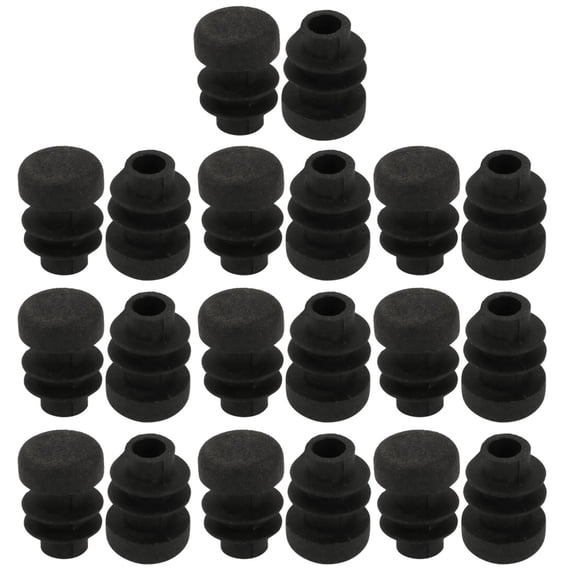 20pcs 12mm Diameter Tube Insert Chair Leg Cap Round Black Plastic Tubing Plug