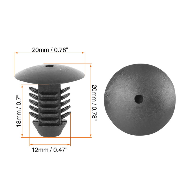 20pcs 12mm Hole Dia Plastic Bolt Rivets Fastener Ceiling Lining Trim Panel  Clips Black for Car 