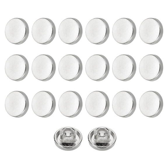 20pcs 14L Metal Round Flat Sewing Buttons 9mm Alloy Shank Craft Replacement Button for Men Women Suit Woolen Coat Shirt Trousers Sewing Crafts, Silver Tone