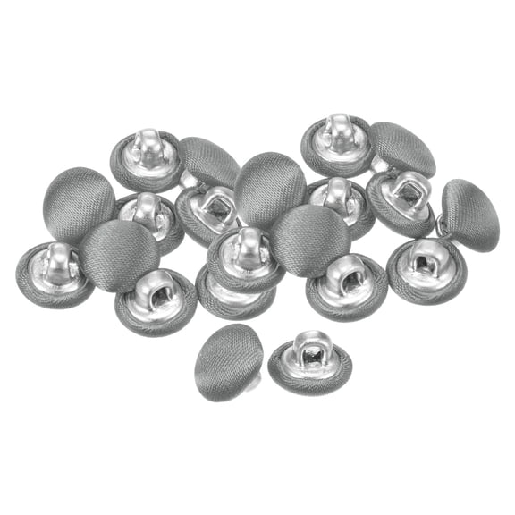 20pcs 16L Fabric Cloth Covered Button 10mm Round Metal Shank Sewing Buttons for Suits Blouses Sweaters, Light Gray