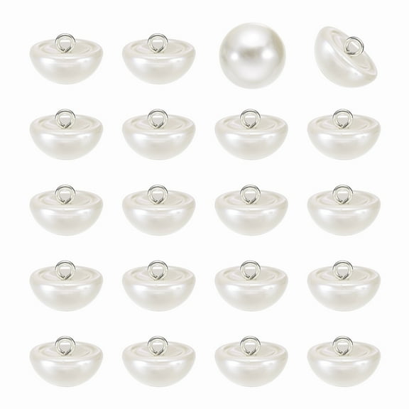 20pcs 16L Round Faux Pearl Buttons 10mm 3/8" Half Ball Dome Metal Shank Sewing Buttons Replacement DIY Small Button for Clothing Bridal Wedding Dress DIY Crafts, Beige