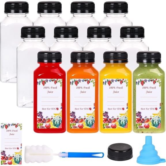 20pcs 16oz Juice Bottles, Plastic Juicing Bottles with Caps, Clear Drink Containers with Lids for Drinking, Smoothie and Other Beverages