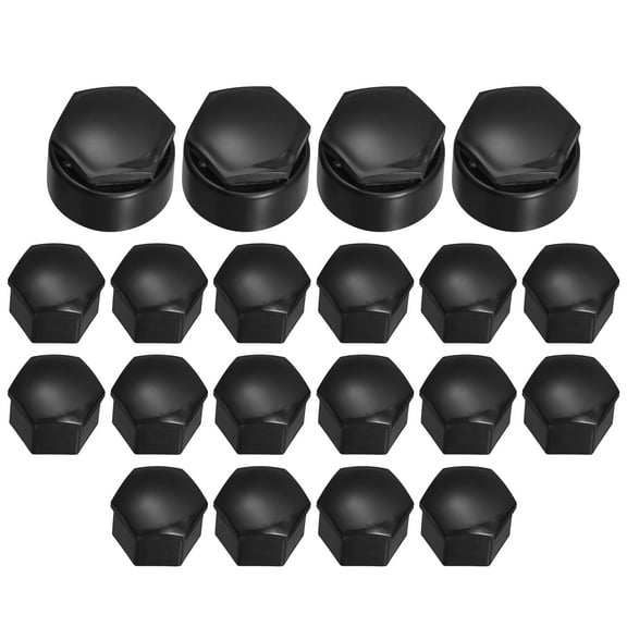 Unique Bargains 20pcs 17mm ID Wheel Lock Lug Bolt Nut Cover Caps Center Cover Bolt Locking Cap with Clip Tool Set for Audi Black