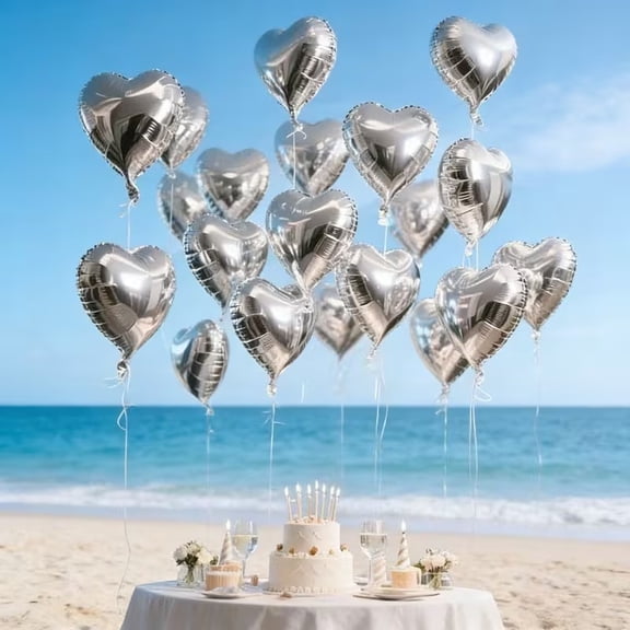 20pcs 18-inch silver love aluminum film balloons are perfect for weddings, birthdays, anniversaries, graduations, fashion parties, bachelorettes, Easter, Thanksgiving, prom, theme party decorations