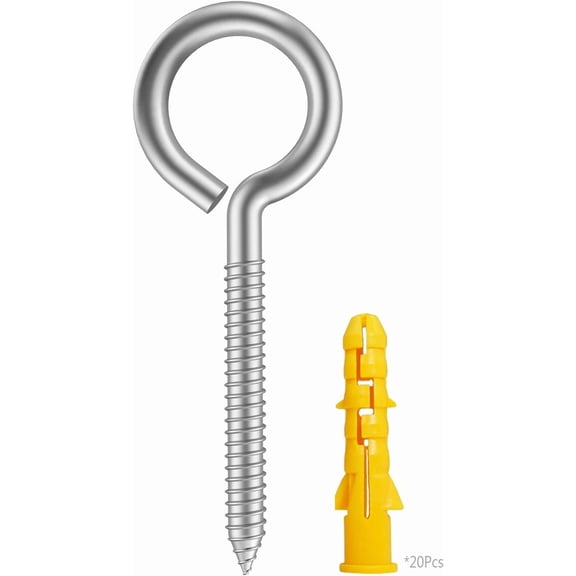 20pcs 2-3/4 304 Stainless Screw Eyes Small Eyelet Screws Lag Eyebolt Steel Heavy Duty Hook Duty Lag Thread Eyebolt (20 pcs 2-3/4")