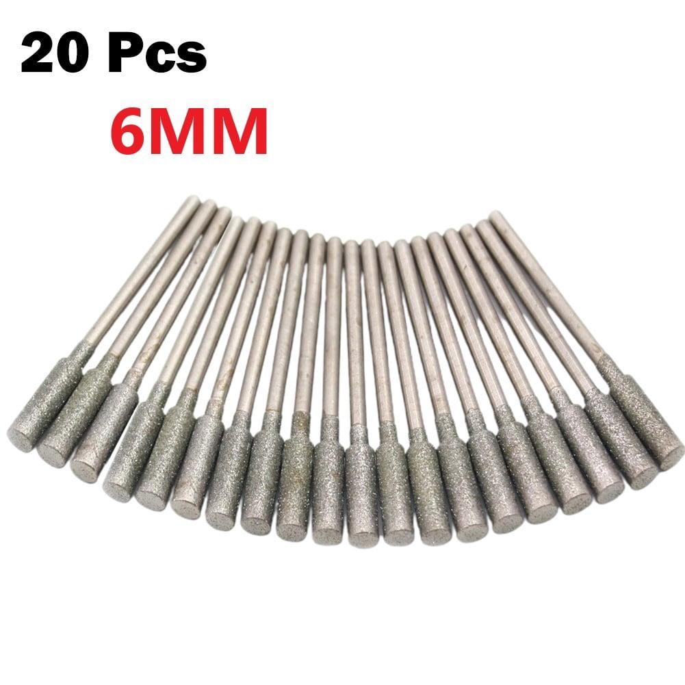 20pcs 2.35mm shank Cyliner Diamond Grinding Burr Teeth Grinding Bit Carving Tool