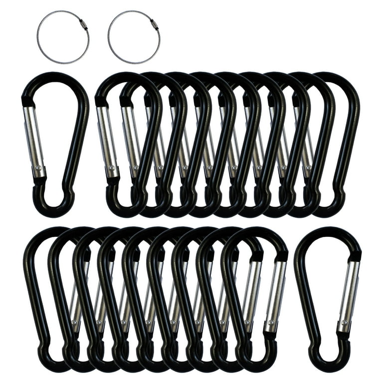 Pack of 6 pcs 3 Heavy Duty Carabiner Spring Belt Clip Key Chain D Shape  Black