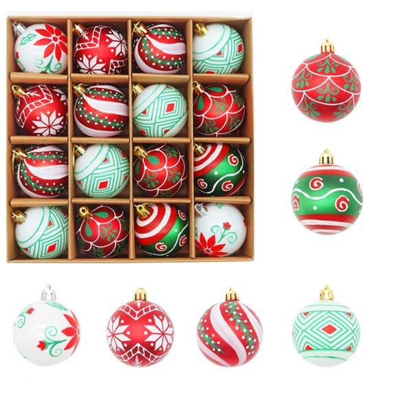 20pcs 2.4 In Sparkling Red And Green Christmas Balls For Christmas Tree Decorations And Holiday Parties