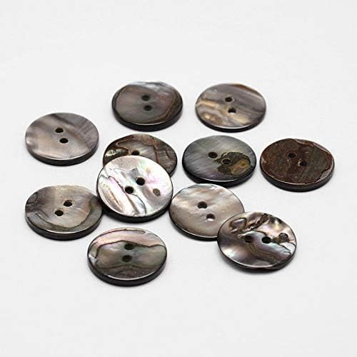 20pcs 2-Hole Flat Round Natural Black Shell Buttons Black 17x2mm Hole ...