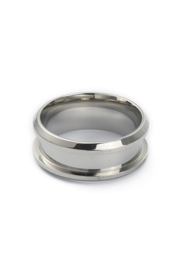 20pcs 201 Stainless Steel Grooved Finger Ring Settings Ring Core Blank for Inlay Ring Jewelry Making Stainless Steel color Inner Diameter: 17mm