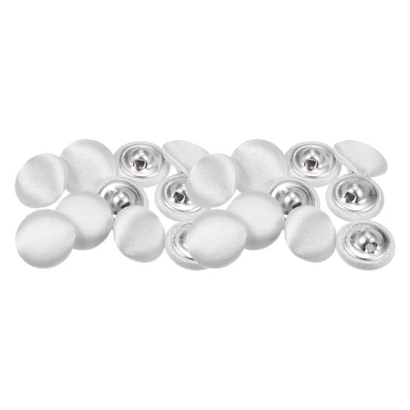 20pcs 20L Fabric Cloth Covered Button 12.5mm Round Metal Shank Sewing Buttons for Suits Blouses Sweaters, White