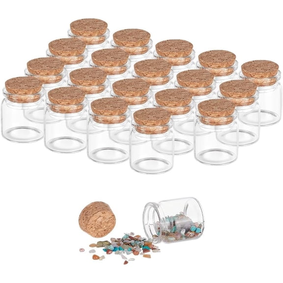 20pcs 20ml Glass Bottles with Cork Stoppers Mini Glass Bottles Small Decorative Bottle Tiny Glass Vials Corks Jars Art Crafts Storage Container for Wedding Birthday Party Favors Decor for diy