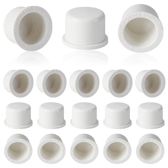 20pcs 20pcs 3/4" PVC Pipe End Cap Fitting White PVC Pipe End Cap Plug Adapter Schedule 40 Furniture Grade Pipe Plug Socket Fittings for Build PVC Furniture DIY Garden Shelf Home or Industrial