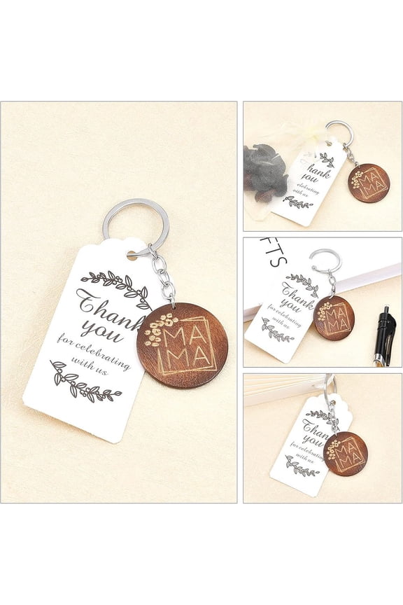 20pcs 20pcs Moms- Engraved Wood Key Chain Engraved Wooden Flat Round Keychains with Iron Finding Key Chain Accessory for Mothers Day Gift Coconut Brown