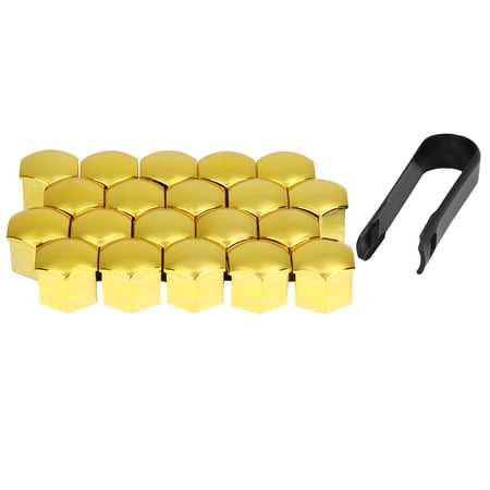 20pcs 21mm Gold Tone Plastic Car Wheel Nut Lug Hub Screw Rim Bolt Covers Dust Protection Cap