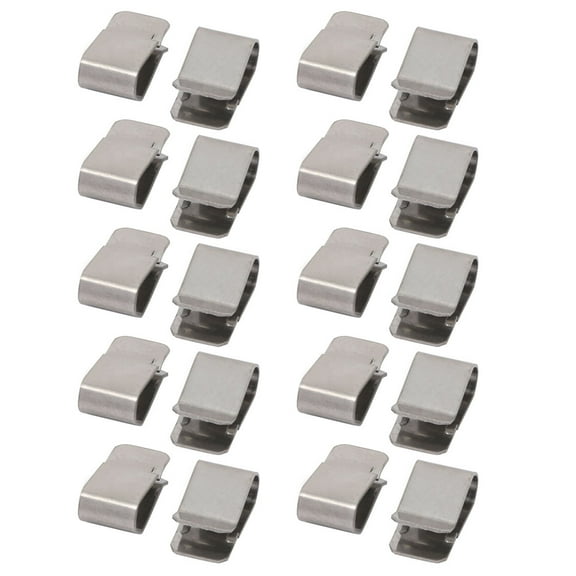 20Pcs 22mmx12mm 304 Stainless Steel U Clip Silver Tone for 3.5mm Pipe