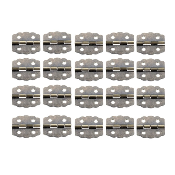 20pcs 23*23mm Decorative Metal Hinge Cabinet Door Hinge 4 Holes Antique Hinge for Vintage Wooden Box with Screws