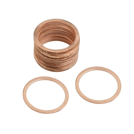 20pcs 25mm Inner Dia Copper Washers Flat Sealing Gaskets Ring for Cars