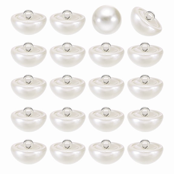 20pcs 28L Round Faux Pearl Buttons 18mm 6/8" Half Ball Dome Metal Shank Sewing Buttons Replacement DIY Small Button for Clothing Bridal Wedding Dress DIY Crafts, Beige