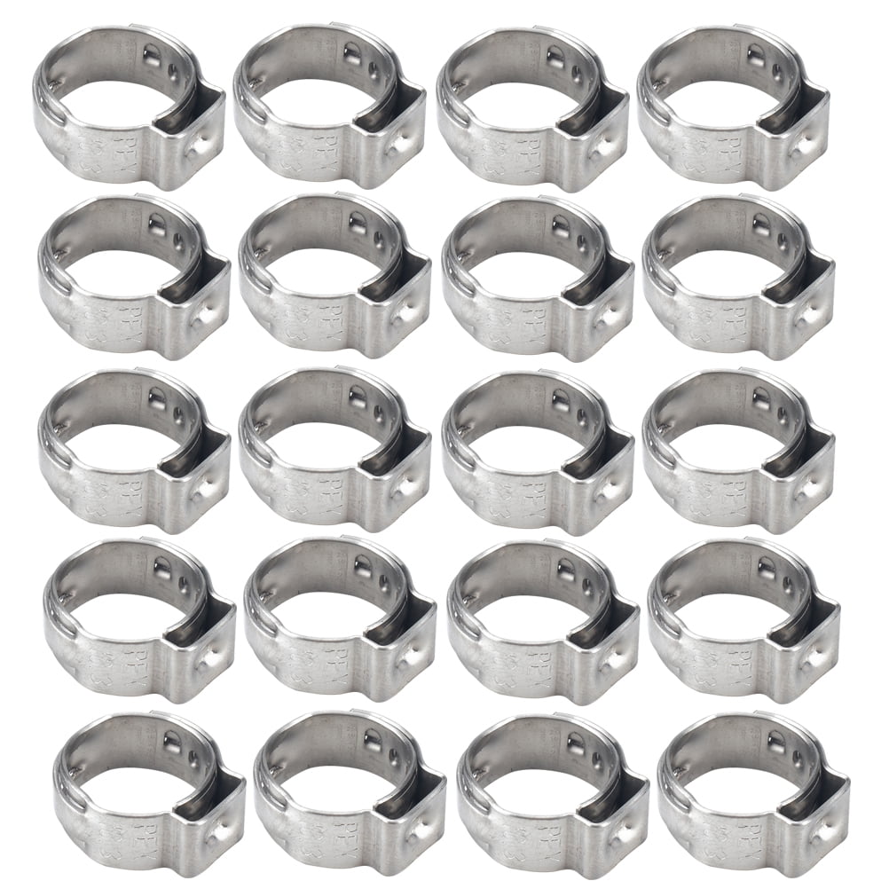 20pcs 3/8 Inch Water Gas Pipe Worm Drive Hose Clip Single Ear Hose Clamps Stainless Steel Hose