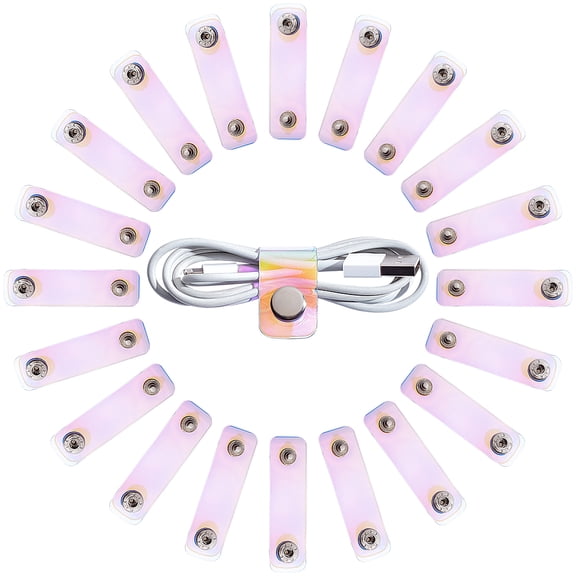 20pcs 3 Inch Holographic Clear Cable Strap Ties Plastic Reusable Foldable Portable Laser Cord Ties Cable Organizer Management for USB
