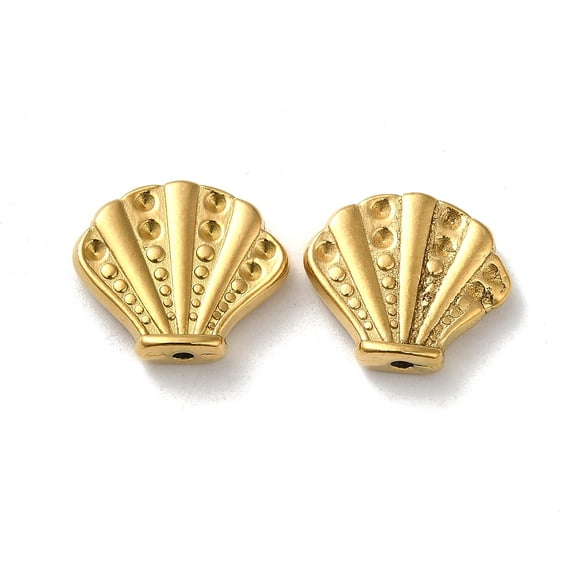 20pcs 304 Stainless Steel Bead Rhinestone Settings Shell Shape golden Fit for 1.2mm Rhinestone 13.5x16x4mm Hole: 1.2mm