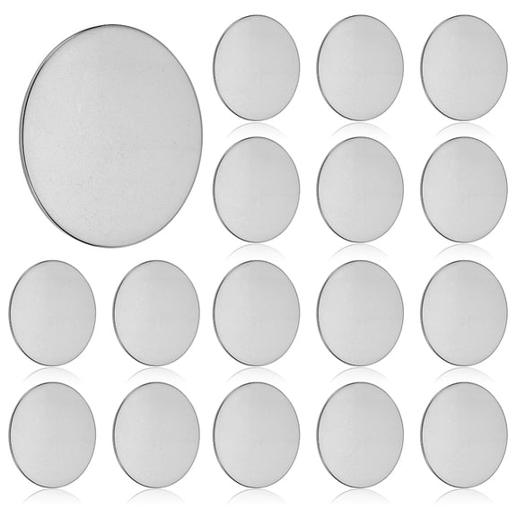 20pcs 304 Stainless Steel Blank Metal Sheets Flat Round Stainless Steel color 50x1.8mm