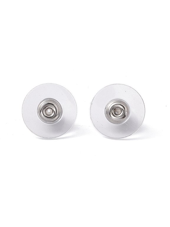 20pcs 304 Stainless Steel Bullet Clutch Earring Backs with Plastic Pads Ear Nuts Stainless Steel color 11.5x6mm Hole: 0.7mm
