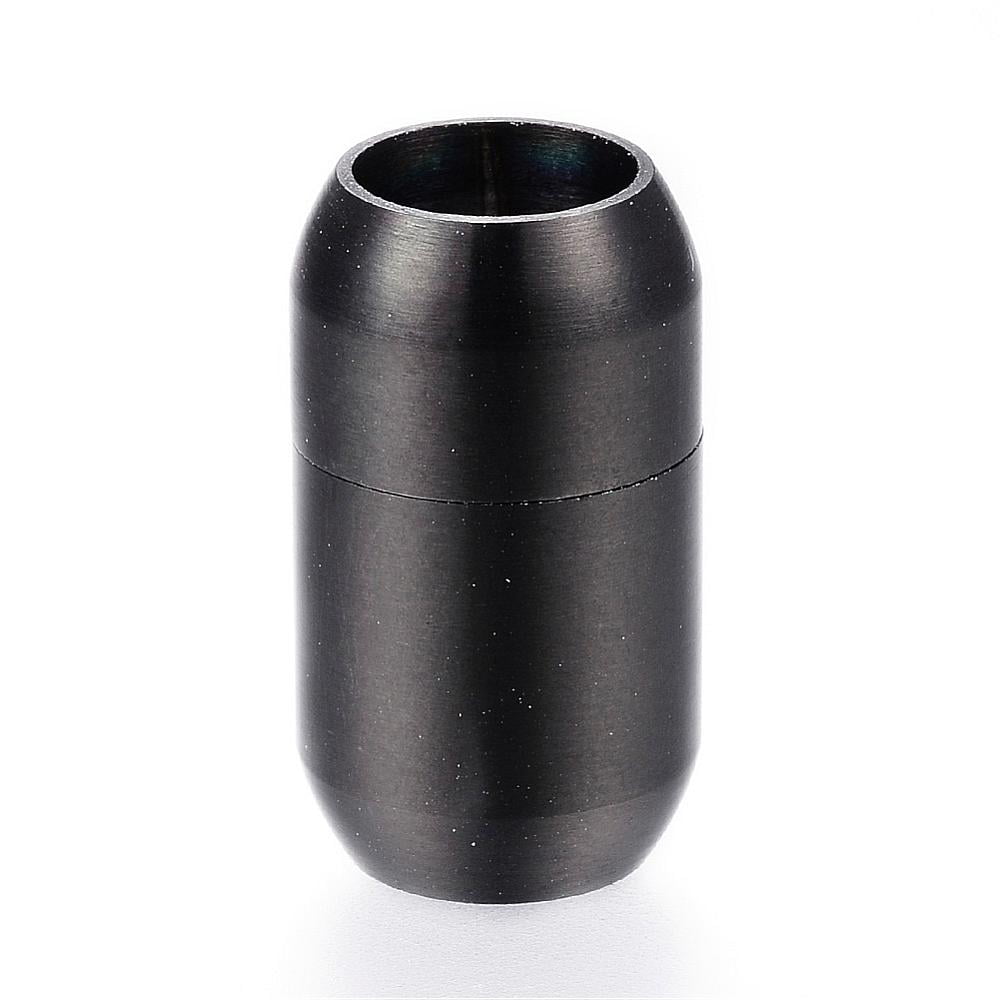 20pcs 304 Stainless Steel Magnetic Clasps with Glue-in Ends Barrel Gunmetal 21mm Hole: 8mm