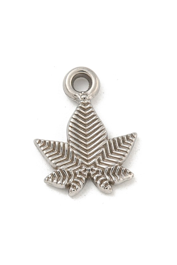 20pcs 304 Stainless Steel Pendants Maple Leaf Charm Stainless Steel Color 20x15x2.5mm Hole: 2.1mm