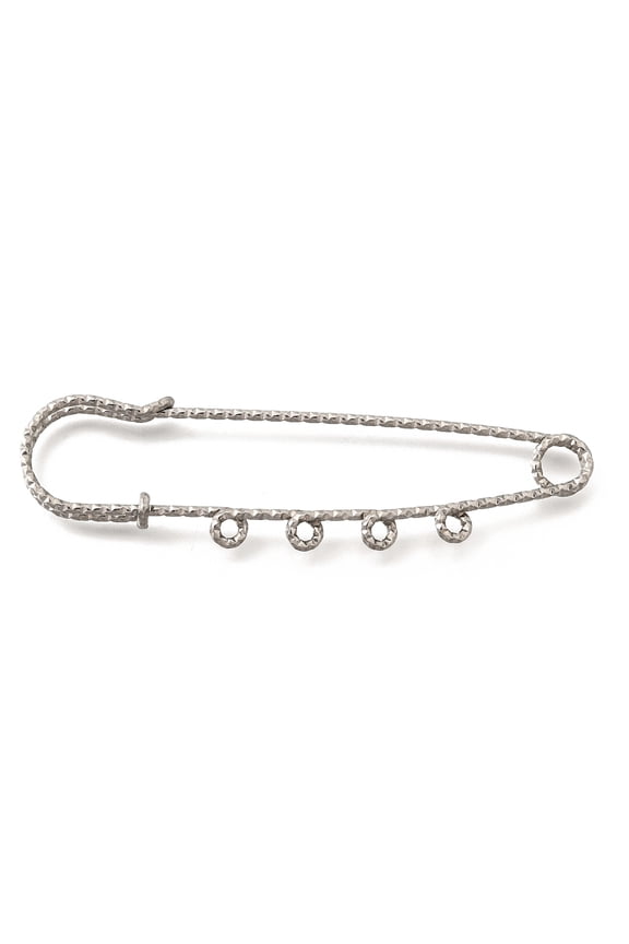 20pcs 304 Stainless Steel Safety Pins Brooch Findings Kilt Pins with Four Loops for Lapel Pin Making Stainless Steel color 19.5x70.5x5.5mm Hole: 2mm