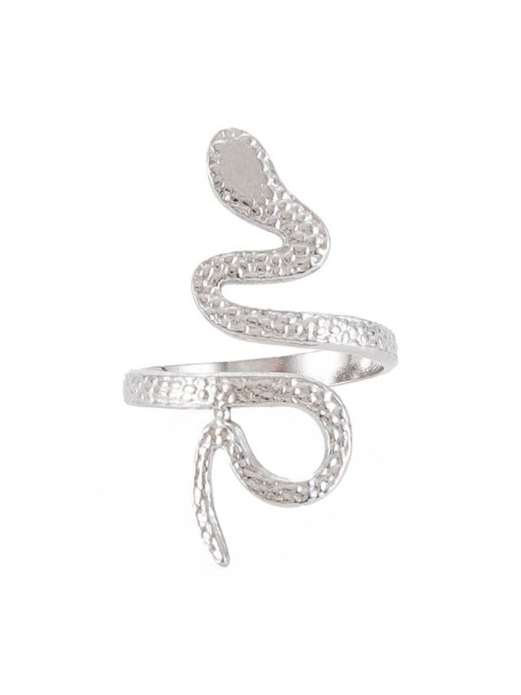 20pcs 304 Stainless Steel Snake Wide Open Cuff Ring for Women Stainless Steel color Size 6 3/4(17.1mm)