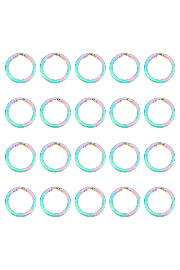 20pcs 304 Stainless Steel Split Key Rings Rainbow Color Keychain Findings 20mm Diameter Key Ring for Women Jewelry Keychain Craft Making for DIY