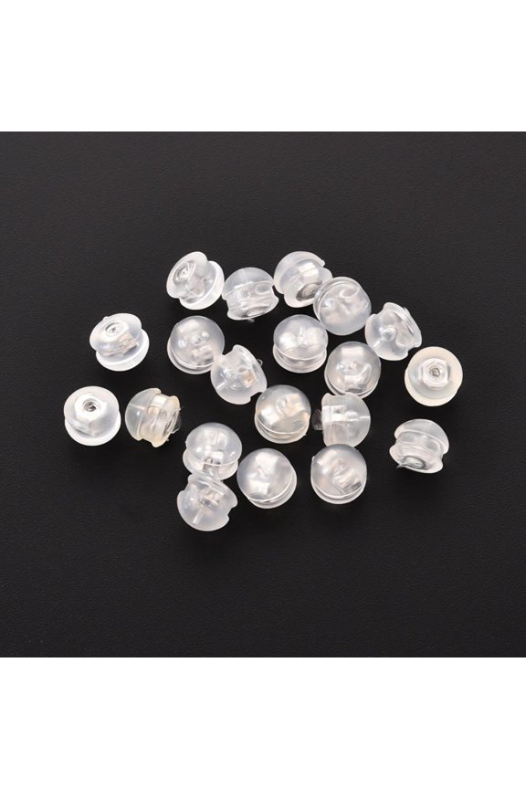 20pcs 316 Surgical Stainless Steel Ear Nuts with TPE Plastic Findings Earring Backs Half Round/Dome Stainless Steel color 4.5x5mm